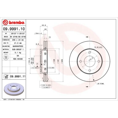 BREMBO Bremsscheibe PRIME LINE - UV Coated