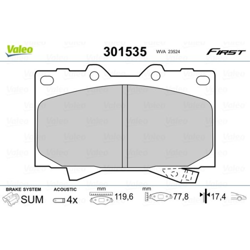 VALEO Bremsbelagsatz, Scheibenbremse FIRST