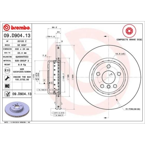 BREMBO Bremsscheibe PRIME LINE - Composite