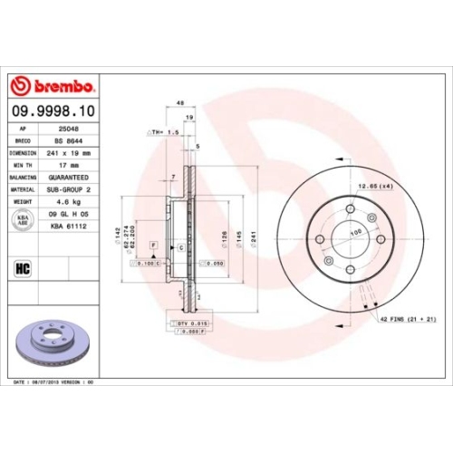 BREMBO Bremsscheibe PRIME LINE