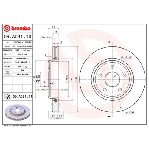 BREMBO Bremsscheibe PRIME LINE - UV Coated