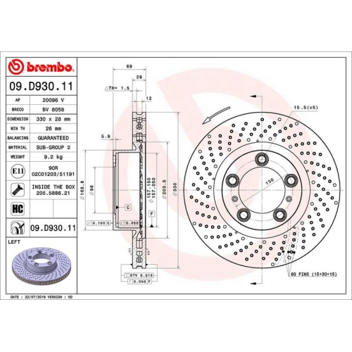 BREMBO Bremsscheibe PRIME LINE - UV Coated