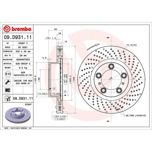 BREMBO Bremsscheibe PRIME LINE - UV Coated