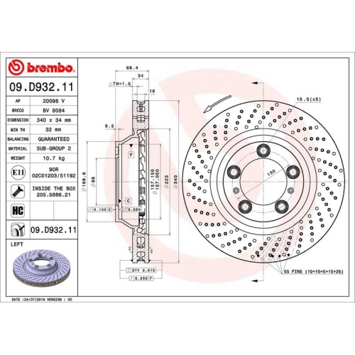 BREMBO Bremsscheibe PRIME LINE - UV Coated