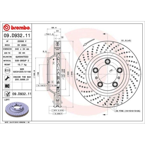 BREMBO Bremsscheibe PRIME LINE - UV Coated