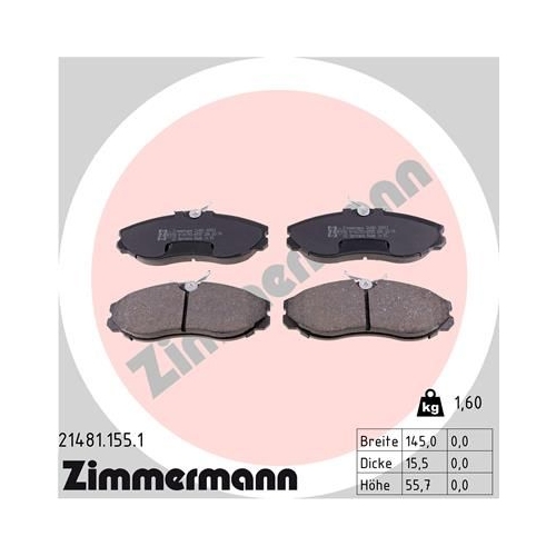 ZIMMERMANN Bremsbelagsatz, Scheibenbremse