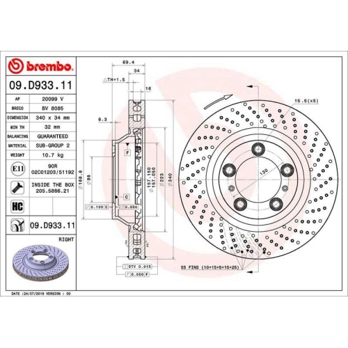 BREMBO Bremsscheibe PRIME LINE - UV Coated