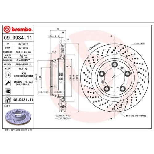 BREMBO Bremsscheibe PRIME LINE - UV Coated