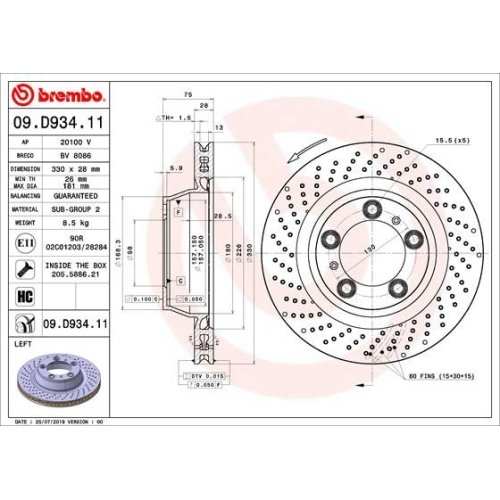 BREMBO Bremsscheibe PRIME LINE - UV Coated