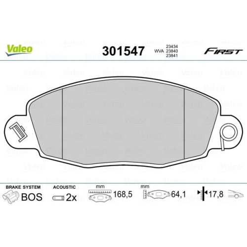 VALEO Bremsbelagsatz, Scheibenbremse FIRST
