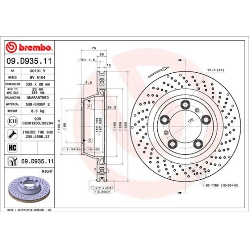 BREMBO Bremsscheibe PRIME LINE - UV Coated