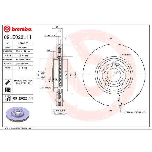 BREMBO Bremsscheibe PRIME LINE - UV Coated