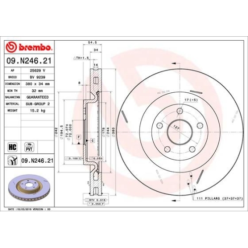 BREMBO Bremsscheibe PRIME LINE - UV Coated