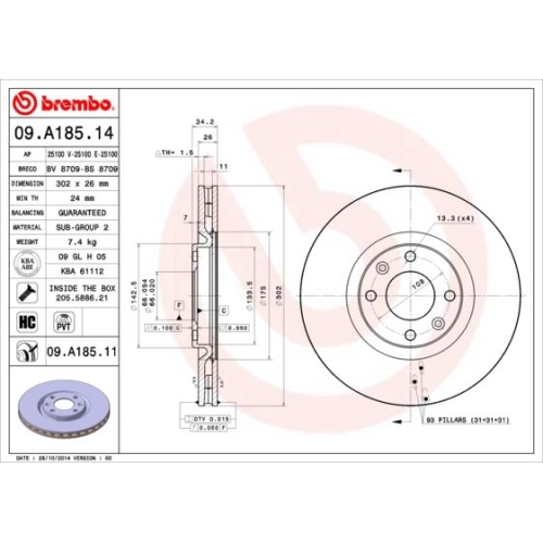 BREMBO Bremsscheibe PRIME LINE - UV Coated