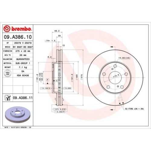 BREMBO Bremsscheibe PRIME LINE - UV Coated