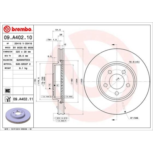 BREMBO Bremsscheibe PRIME LINE - UV Coated