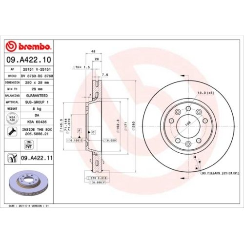 BREMBO Bremsscheibe PRIME LINE - UV Coated