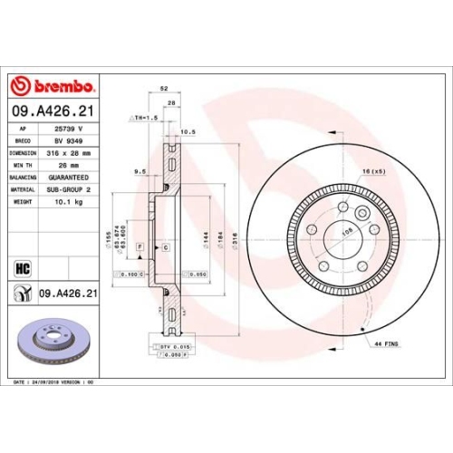 BREMBO Bremsscheibe PRIME LINE - UV Coated