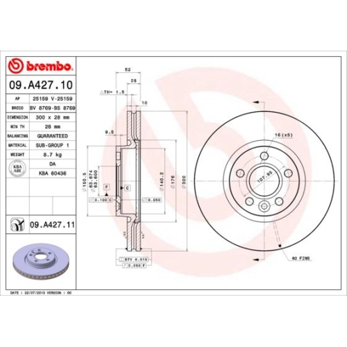 BREMBO Bremsscheibe PRIME LINE - UV Coated