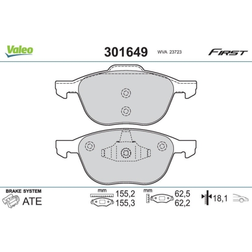 VALEO Bremsbelagsatz, Scheibenbremse FIRST