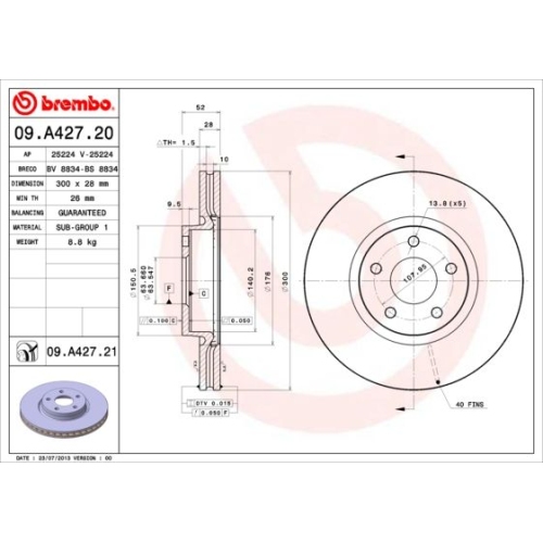 BREMBO Bremsscheibe PRIME LINE - UV Coated