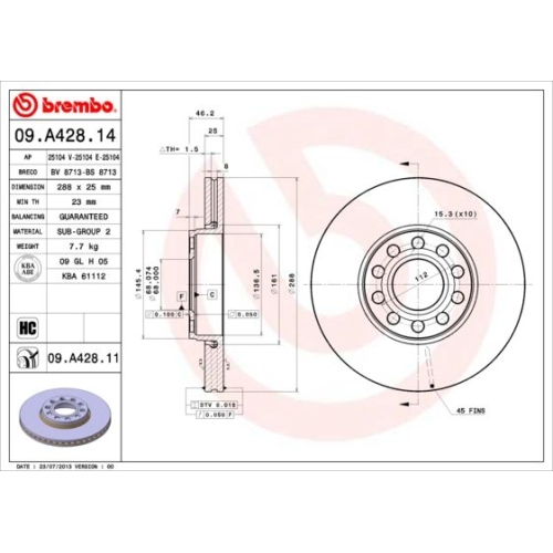 BREMBO Bremsscheibe PRIME LINE - UV Coated