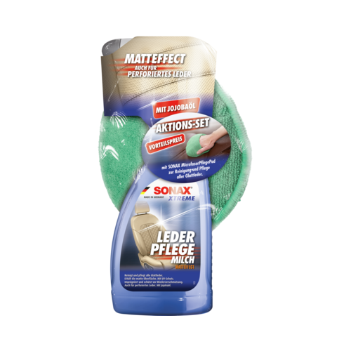 SONAX Lederpflegemittel XTREME LederPflegeMilch mit MicrofaserPad AktionsSet