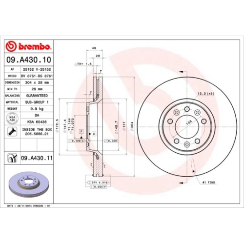 BREMBO Bremsscheibe PRIME LINE - UV Coated