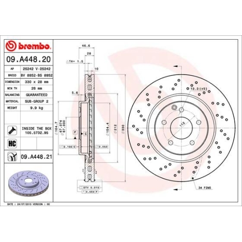 BREMBO Bremsscheibe PRIME LINE - UV Coated