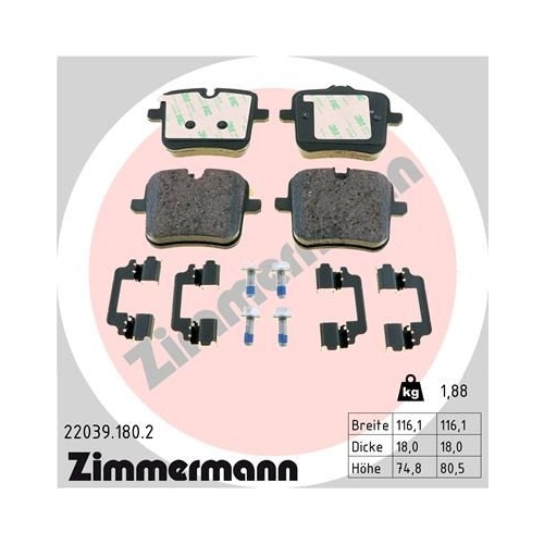 ZIMMERMANN Bremsbelagsatz, Scheibenbremse