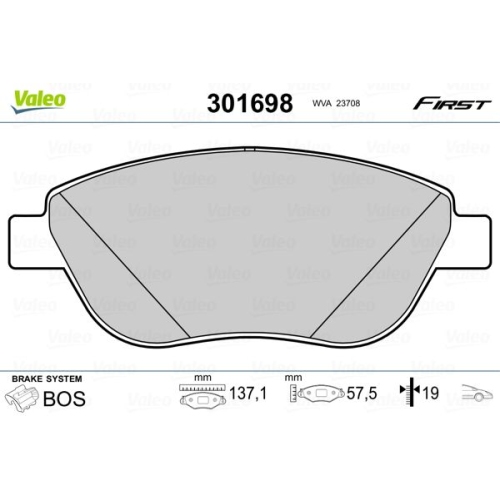VALEO Bremsbelagsatz, Scheibenbremse FIRST
