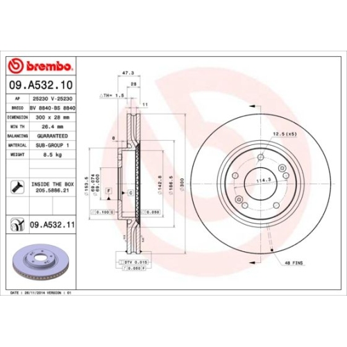 BREMBO Bremsscheibe PRIME LINE - UV Coated