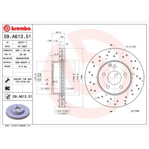 BREMBO Bremsscheibe PRIME LINE - UV Coated