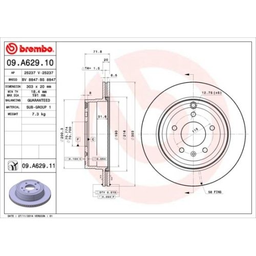 BREMBO Bremsscheibe PRIME LINE - UV Coated