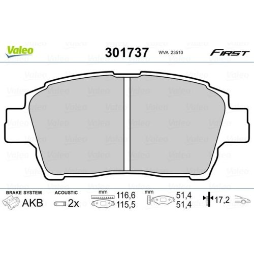 VALEO Bremsbelagsatz, Scheibenbremse FIRST