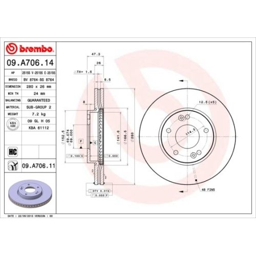 BREMBO Bremsscheibe PRIME LINE - UV Coated