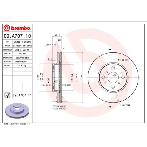 BREMBO Bremsscheibe PRIME LINE - UV Coated