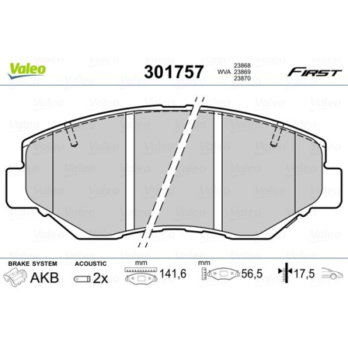 VALEO Bremsbelagsatz, Scheibenbremse FIRST