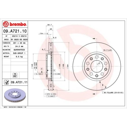 BREMBO Bremsscheibe PRIME LINE - UV Coated