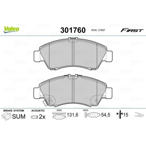 VALEO Bremsbelagsatz, Scheibenbremse FIRST