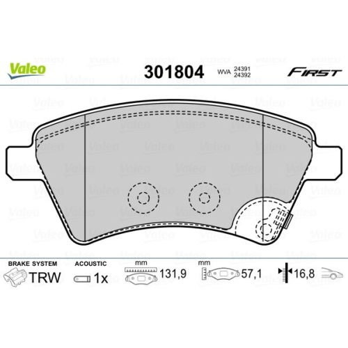 VALEO Bremsbelagsatz, Scheibenbremse FIRST