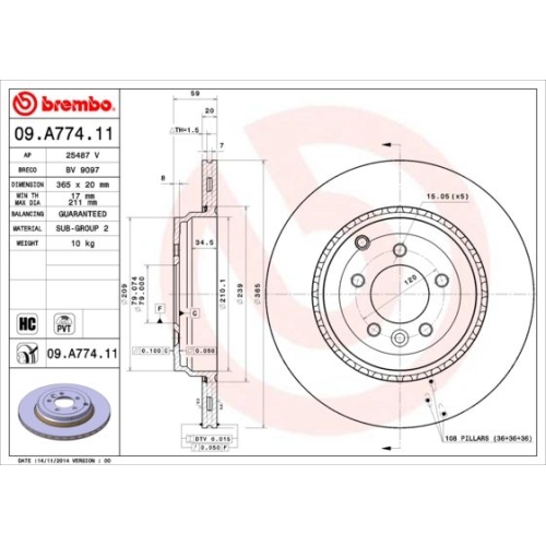 BREMBO Bremsscheibe PRIME LINE - UV Coated