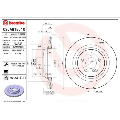 BREMBO Bremsscheibe PRIME LINE - UV Coated