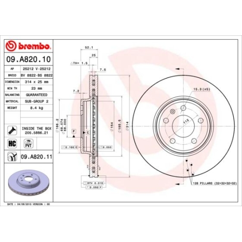 BREMBO Bremsscheibe PRIME LINE - UV Coated