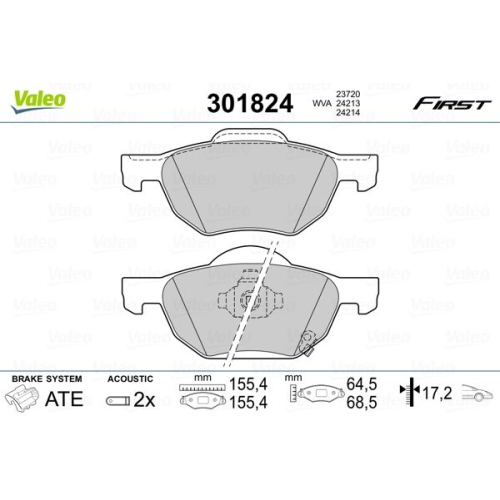 VALEO Bremsbelagsatz, Scheibenbremse FIRST