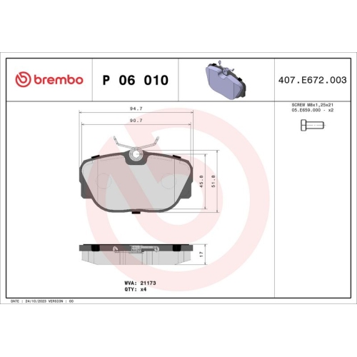 BREMBO Bremsbelagsatz, Scheibenbremse PRIME LINE