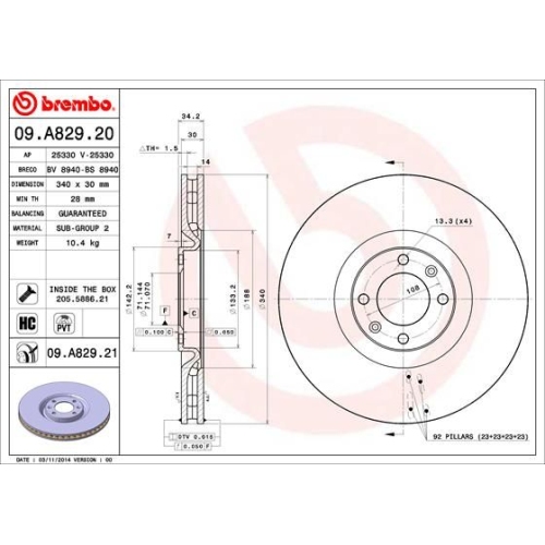 BREMBO Bremsscheibe PRIME LINE - UV Coated