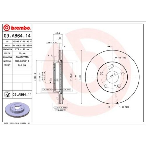 BREMBO Bremsscheibe PRIME LINE - UV Coated