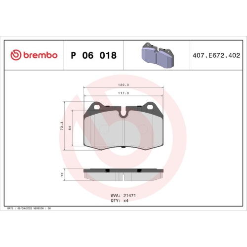 BREMBO Bremsbelagsatz, Scheibenbremse PRIME LINE