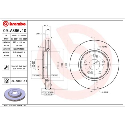 BREMBO Bremsscheibe PRIME LINE - UV Coated